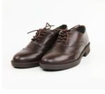 Soumia Chaussures Richelieu chaussure pour femme en cuir noir, semelle plate à lacet – Image 4