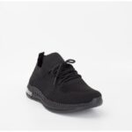Baskets Noir Pour Homme et Femme En Tissu Texturé Avec Lacet – Image 2