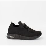 Baskets Noir Pour Homme et Femme En Tissu Texturé Avec Lacet – Image 3