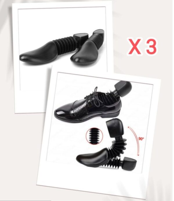 Pack 3 paires embauchoirs homme et femme, civière de chaussure en plastique noir