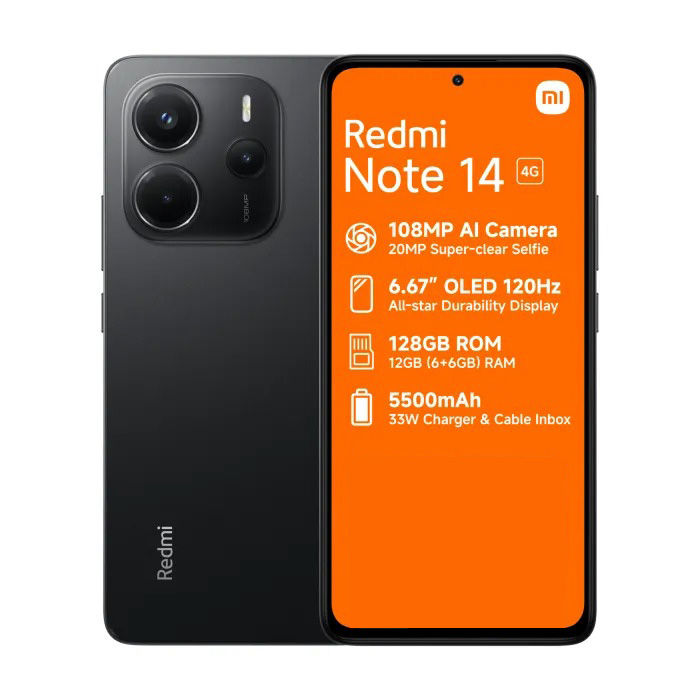 REDMI NOTE 14 6/128GB Midnight Black - Hayati Shop