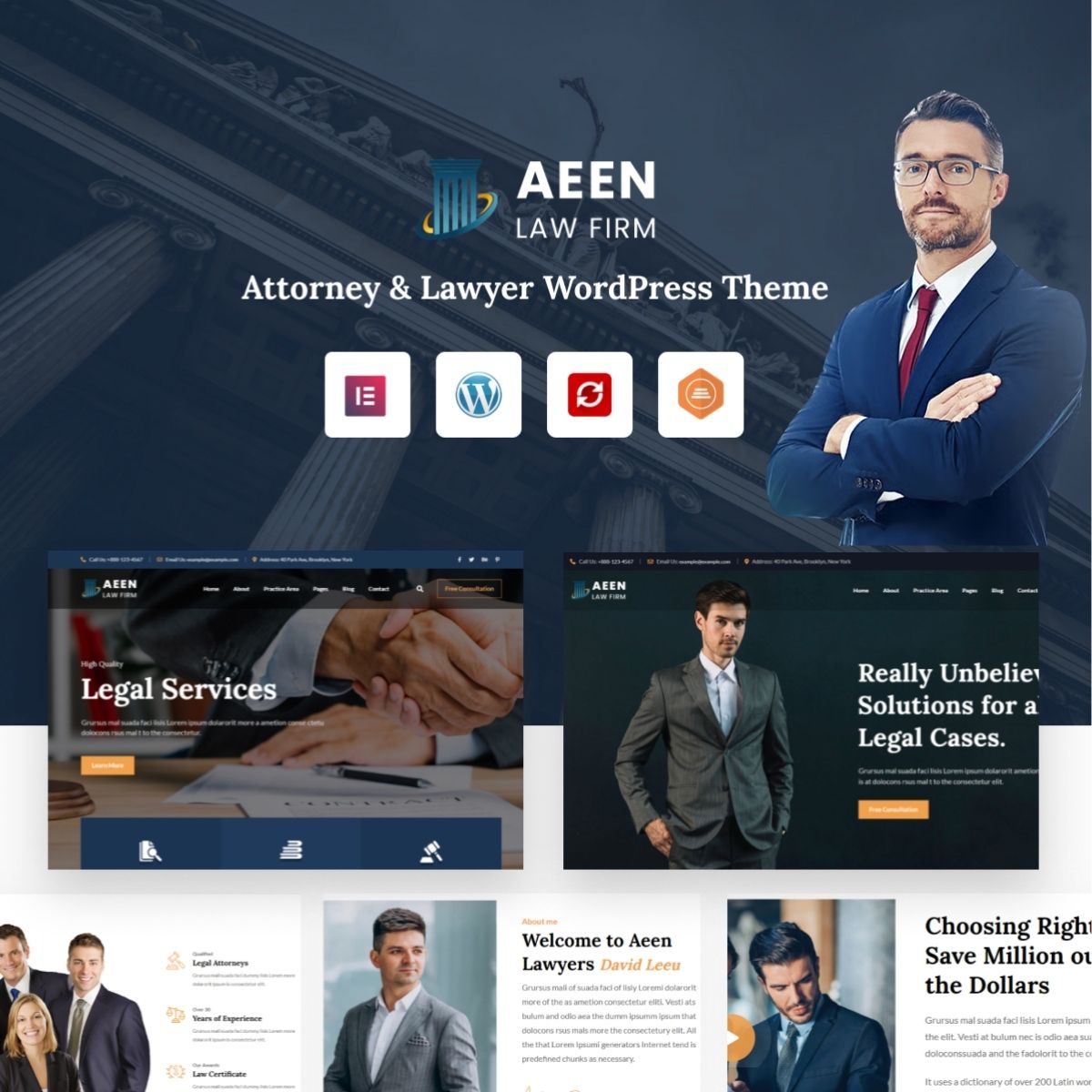 Aeen - Attorney and Lawyer WordPress Theme $4.49