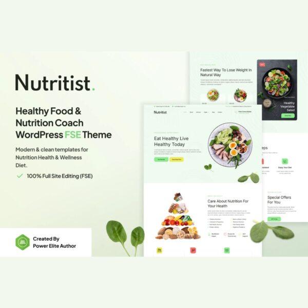 Nutritist – Healthy Food & Nutrition Coach Gutenverse FSE WordPress Theme - Download $4.49