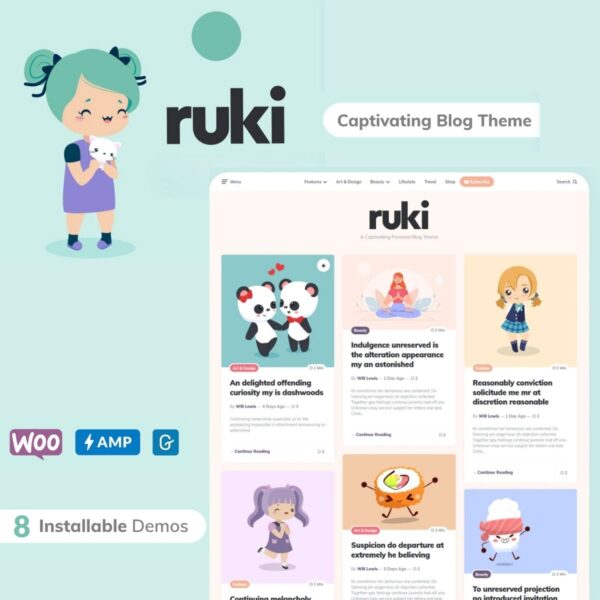 Ruki - A Captivating Personal Blog Theme $4.49