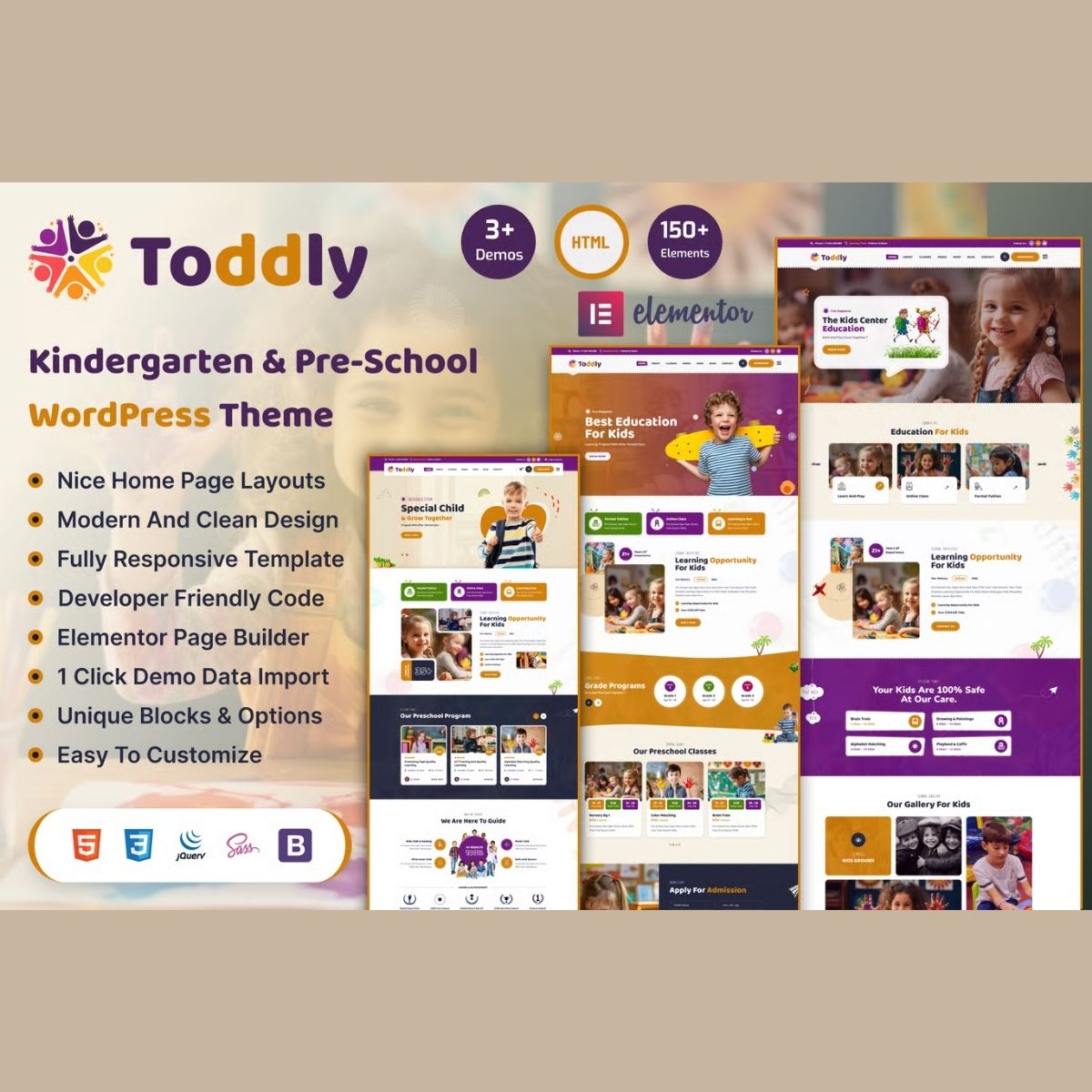 Toddly - Kids & Kindergarten WordPress Theme - Download $4.49