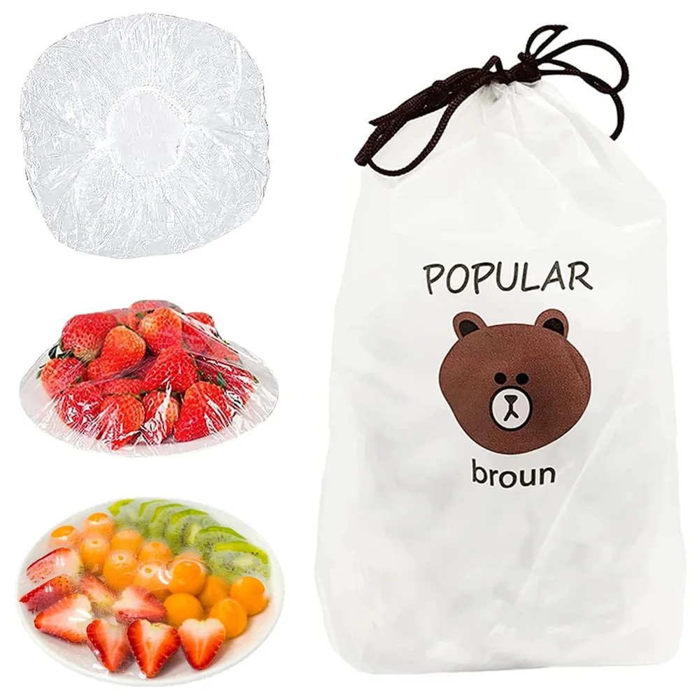 100 Housses de protection d'aliments, élastique, réutilisable pour bol, plat