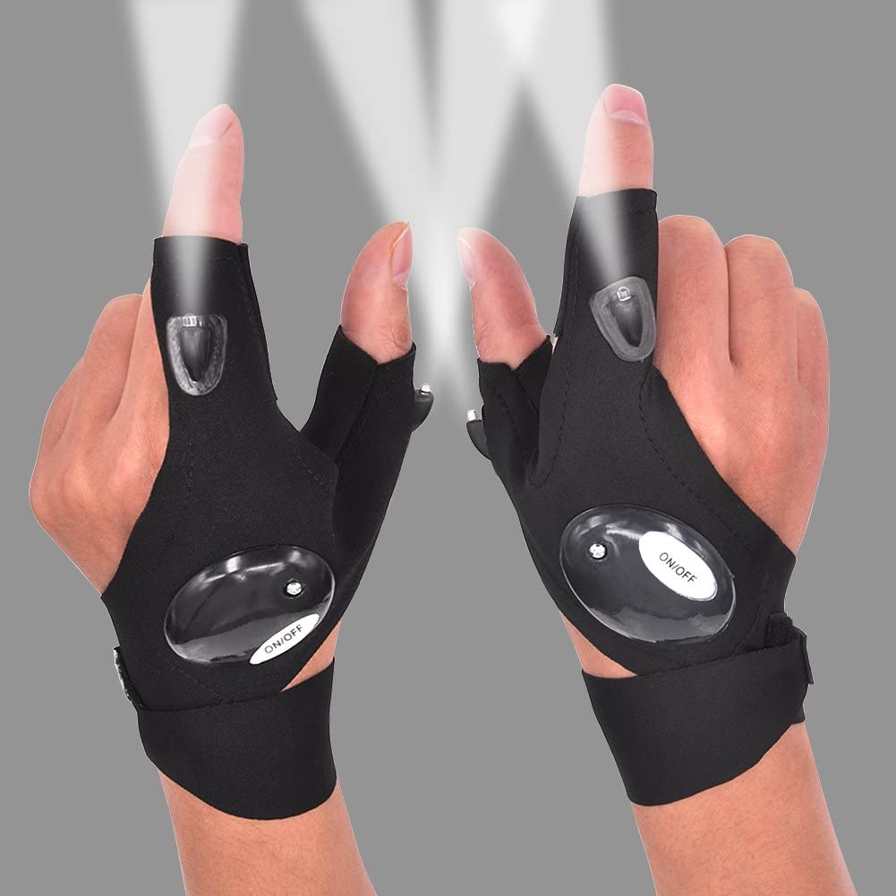 2 gants lampe LED de poigné, outil d'extérieur, pêche Camping, randonnée, survie, sauvetage