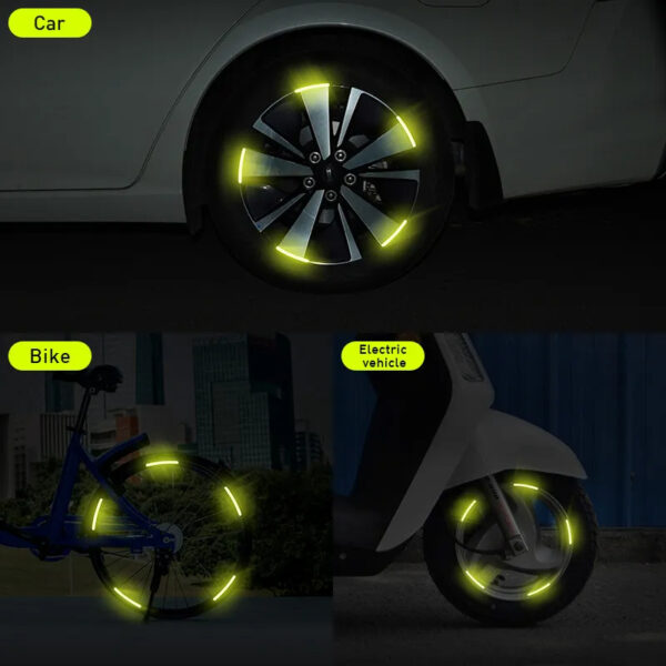 20 Autocollants Réfléchissants pour pneu auto, moto, vélo.