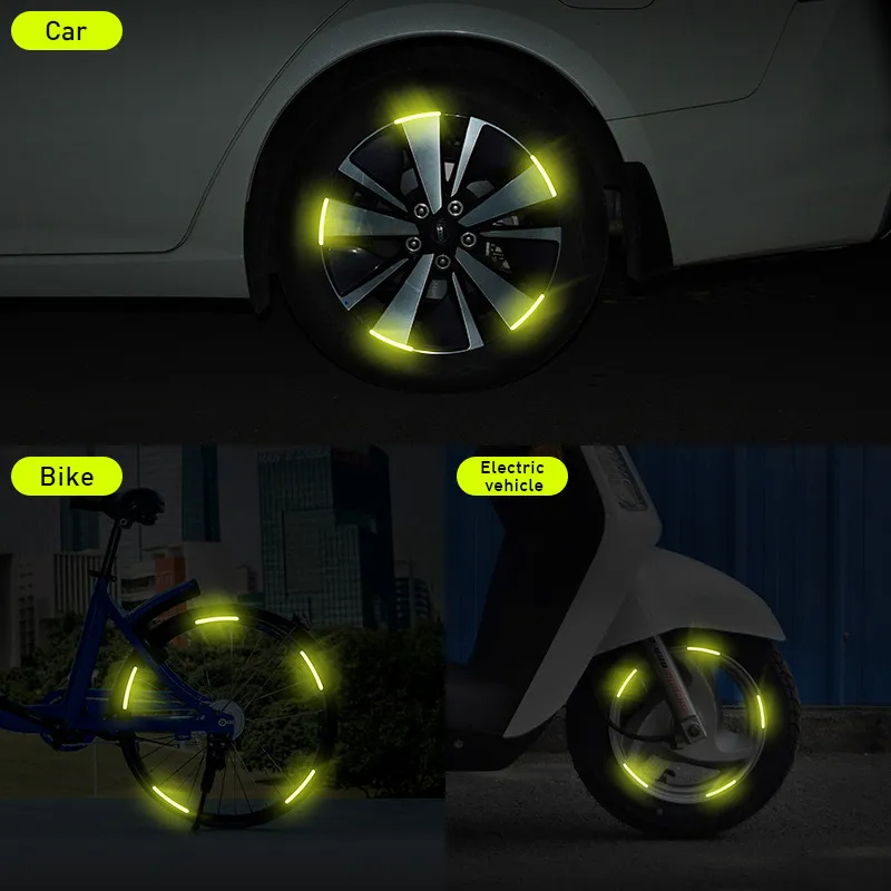 20 Autocollants Réfléchissants pour pneu auto, moto, vélo.