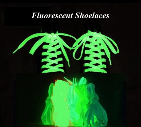 3 Paires lacets fluorescents lumineux plats pour baskets, 1,2 mètres