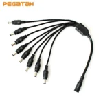 Adaptateur de câble répartiteur d'alimentation CC 12 V, 5,5 x 2,1 mm, 1 femelle vers 8 mâles, pour caméra de sécurité CCTV