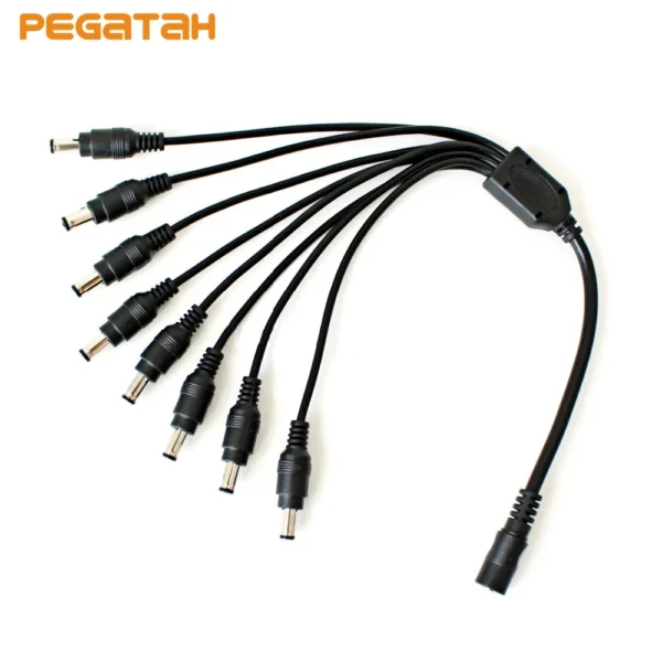 Adaptateur de câble répartiteur d'alimentation CC 12 V, 5,5 x 2,1 mm, 1 femelle vers 8 mâles, pour caméra de sécurité CCTV