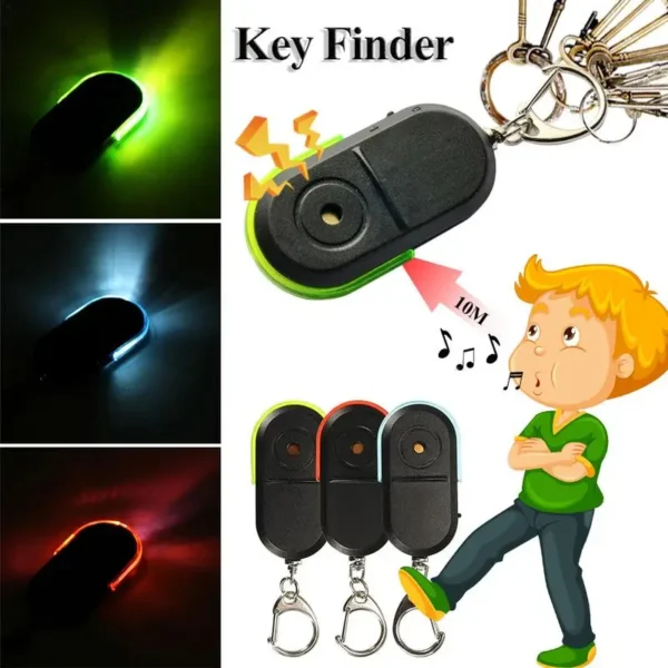 Alarme anti-perte sans fil portable, localisateur de clé, porte-clés, sifflet, son, lumière LED, mini recherche, style