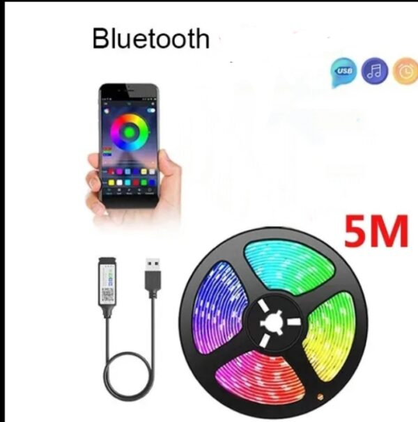 Bande lumineuse 5m LED USB, multicolore, TELECOMMANDE BLUETOOTH TÉLÉPHONE