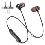 Casque Bluetooth stéréo binaural sans fil pour le sport, casque d'oreille, course à pied, super longue veille, aspiration magnétique, tête, cou