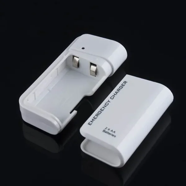 Chargeur d'urgence de téléphone à piles DC 3V, power bank (2 piles AA, non incluses)