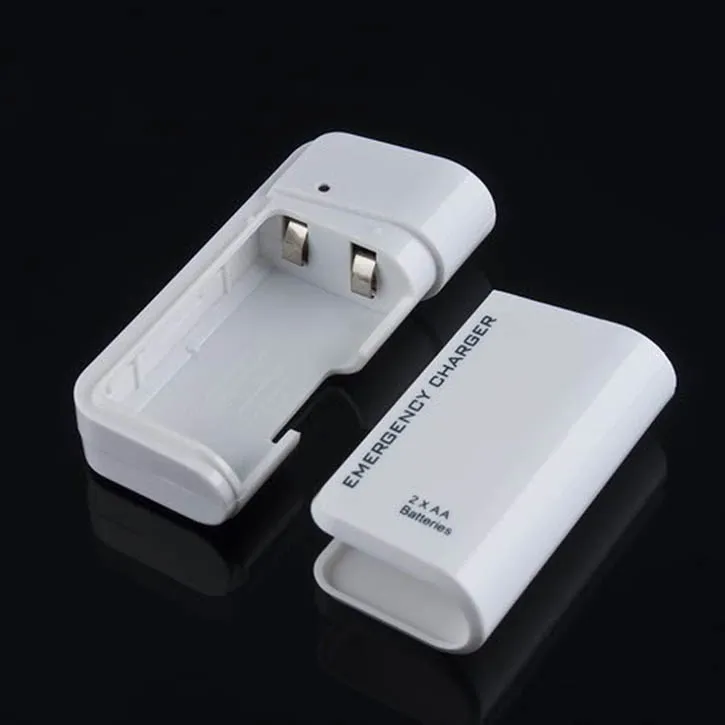 Chargeur d'urgence de téléphone à piles DC 3V, power bank (2 piles AA, non incluses)