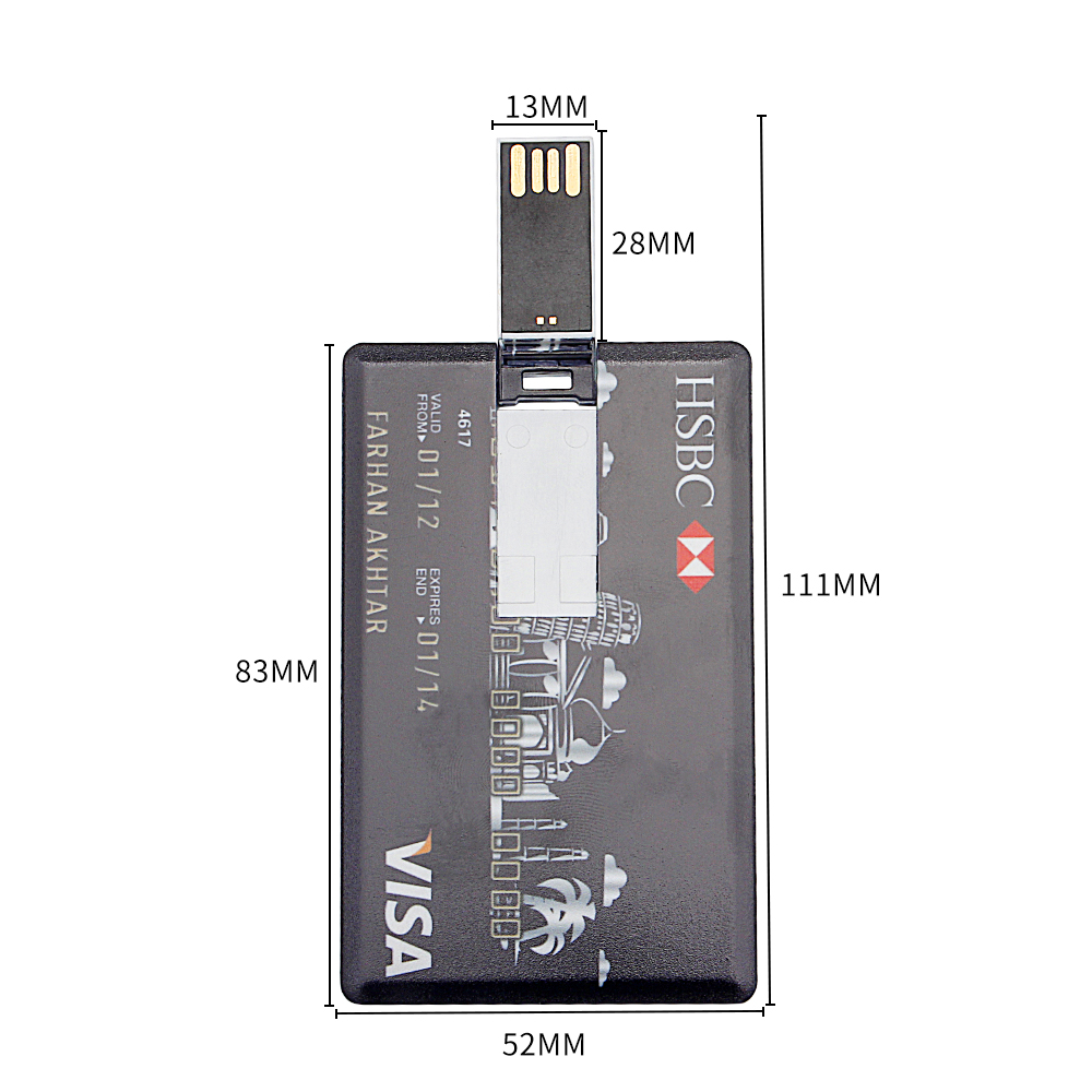Clé USB 2.0 Haute Vitesse 32 Go, Imitation Carte de Crédit Bancaire