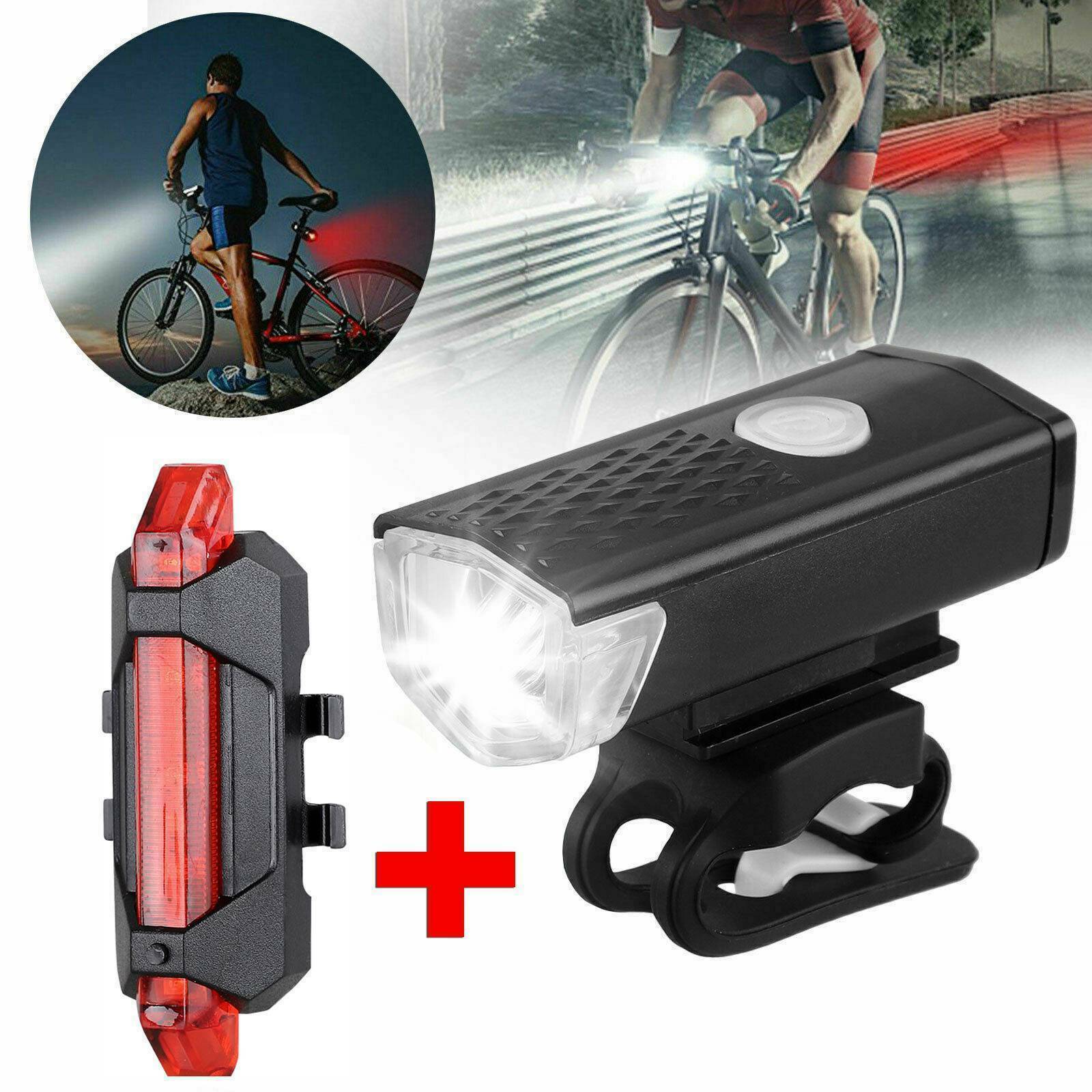 Ensemble de lumières de vélo LED rechargeables USB, phare avant et arrière