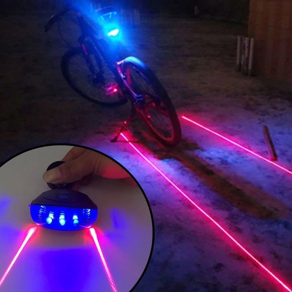 Feux Arrières de Vélo étanches LED & Laser d'avertissement de Sécurité, bleu et rouge