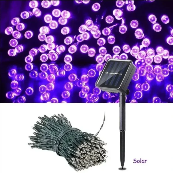 Guirlande solaire à 50 Led, 5 mètres, étanche, décoration de jardin, COULEUR BLEU
