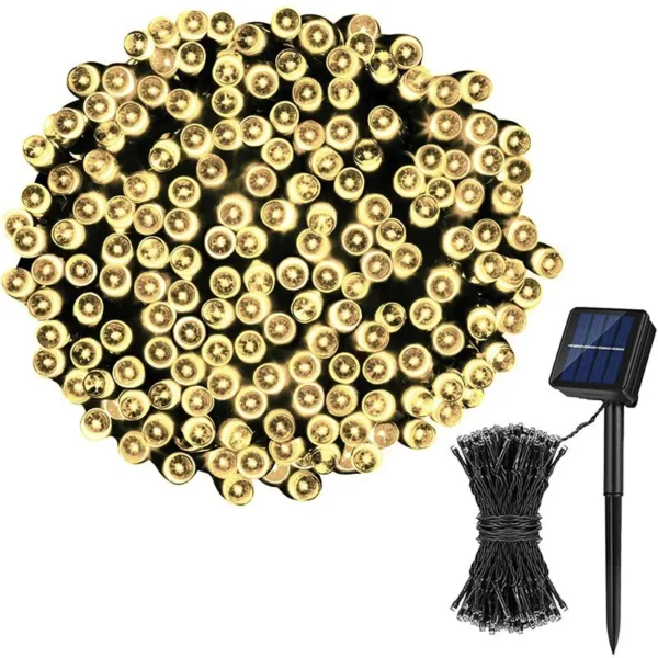Guirlande solaire à 50 Led, 5 mètres, étanche, décoration de jardin, Couleur JAUNE
