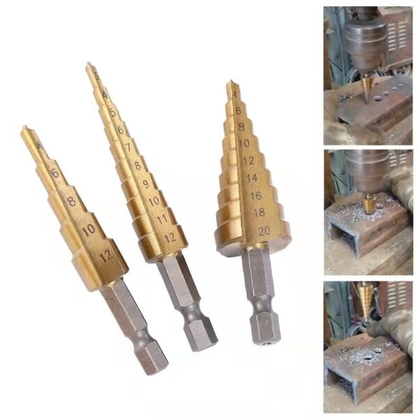 Jeu de forets, 3 pièces, 3-12mm 4-12mm 4-20mm, rainure HSS, revêtu de titane, coupe-trou pour bois et métal, menuiserie, ensemble d'outils de forage