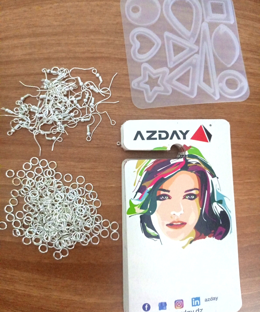 Kit 1 Moule en Silicone pour boucles d'oreilles en resine epoxy +Accessoires