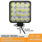 Lampe carrée,16 LED, antibrouillard, 48W, 12V,