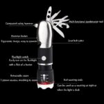 Lampe de poche LED, 8 fonctions, étanche, Brise-vitre d'urgence de voiture multifonction, coupe-ceinture