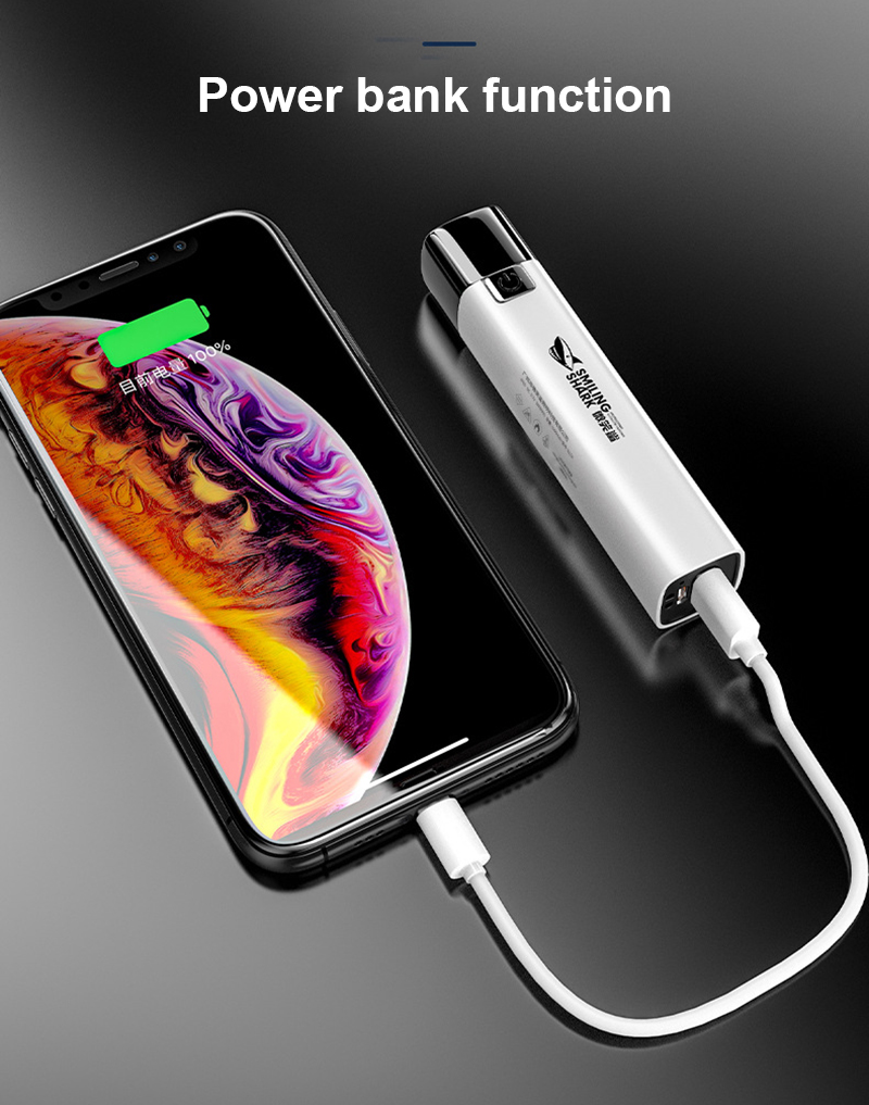 Lampe de poche Power bank 2 en 1,USB, Rechargeable, 1 W, 1200mA, 990000LM