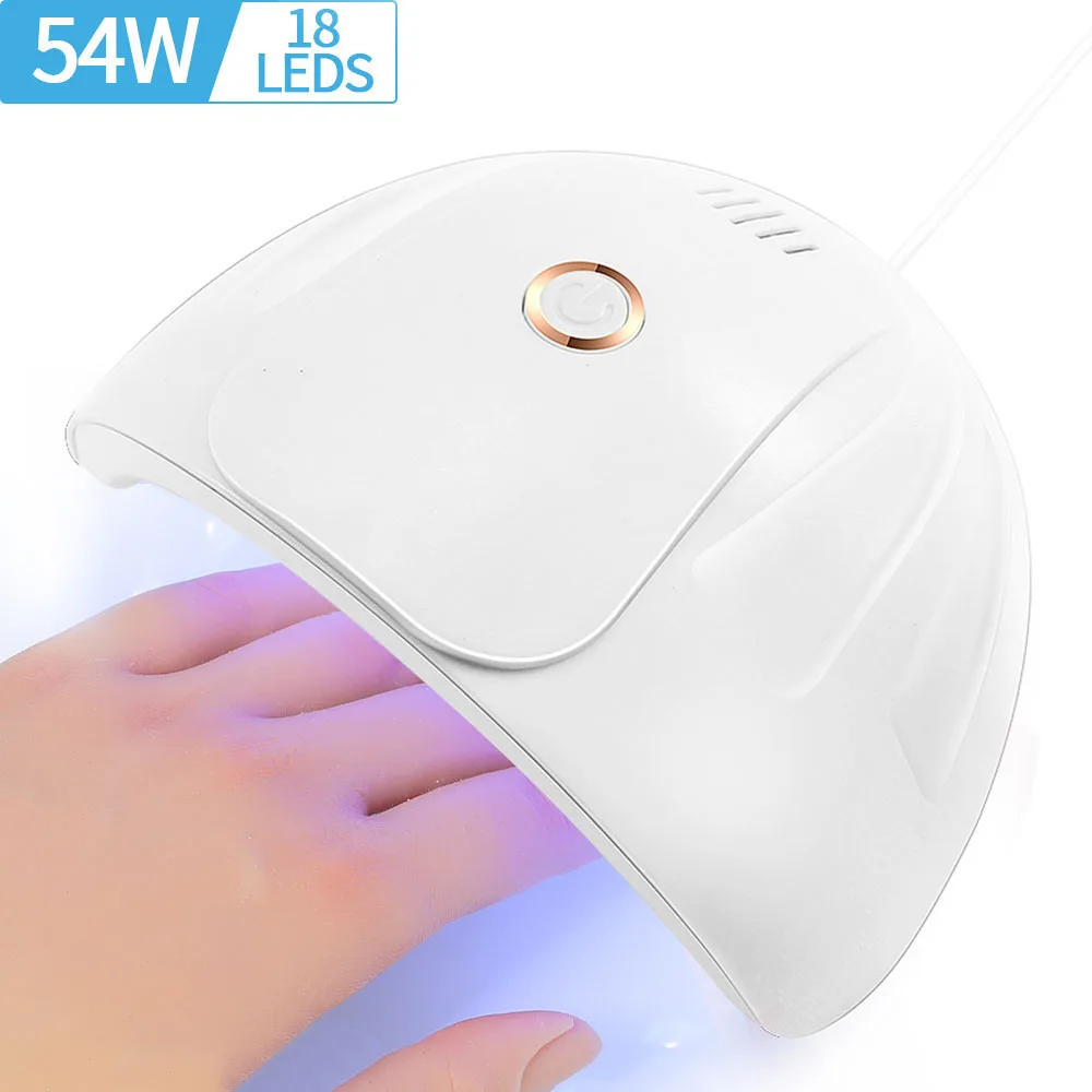 Lampe de séchage pour manucure, 18 LED, 54 W, UV, durcissement du gel, vernis à ongles, USB