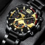 Montre-bracelet à quartz en acier inoxydable pour homme, Shoous, calendrier