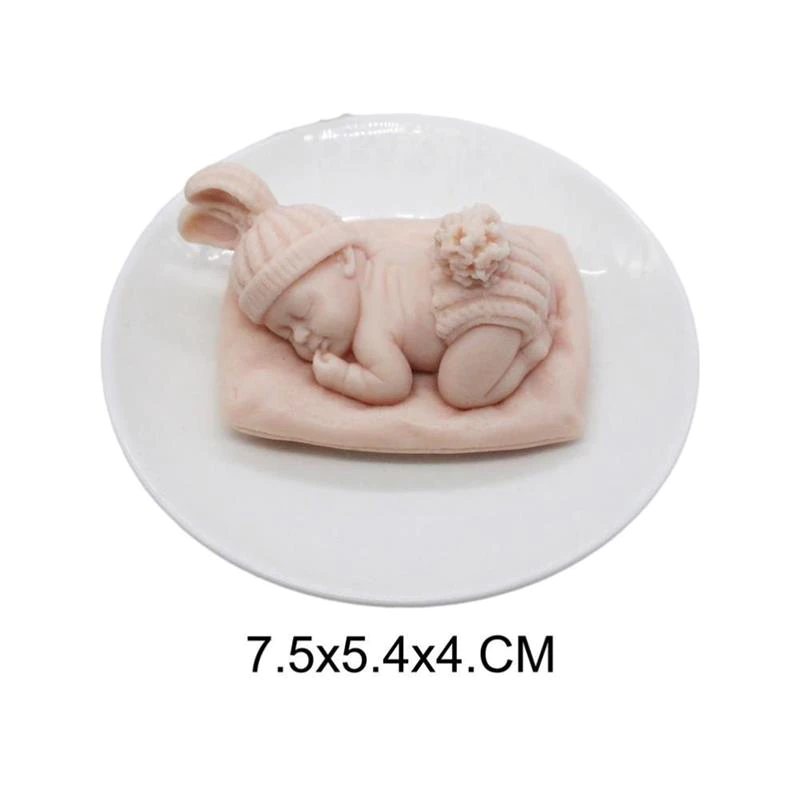 Moule 3d en Silicone, bébé endormi, 7,5x 6 cm, Bougies chocolat, savon