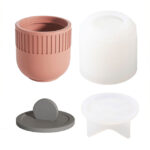 Moule en silicone , Pot à Bougie Cylindrique avec Couvercle