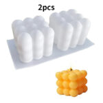 Moule silicone à bulles antiadhésives 3D, bougie en plâtre, 2 pièces