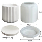 Moule silicone, Boîte de rangement avec couvercle 7,6 x 8 cm, rayures verticales