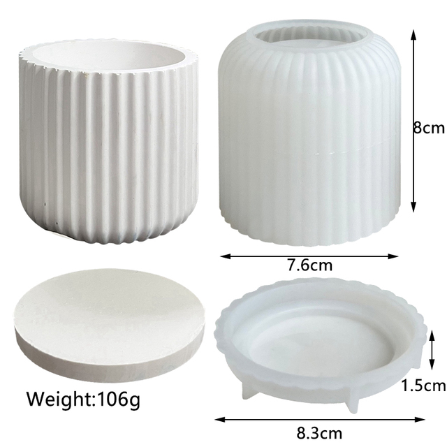Moule silicone, Boîte de rangement avec couvercle 7,6 x 8 cm, rayures verticales