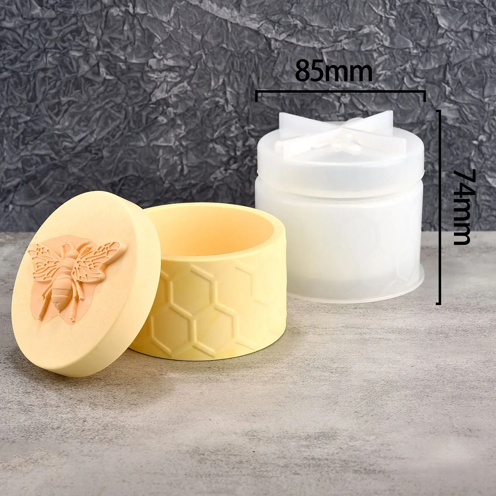 Moule silicone boîte de rangement, béton, résine, motif abeille