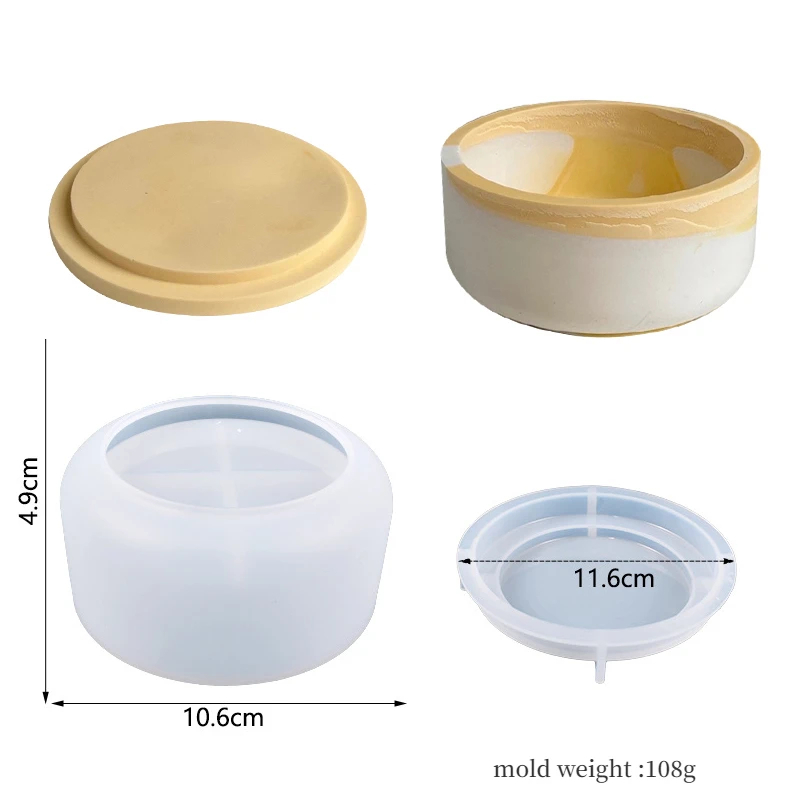 Moule silicone, Pot de bougie, boîte de rangement avec couvercle