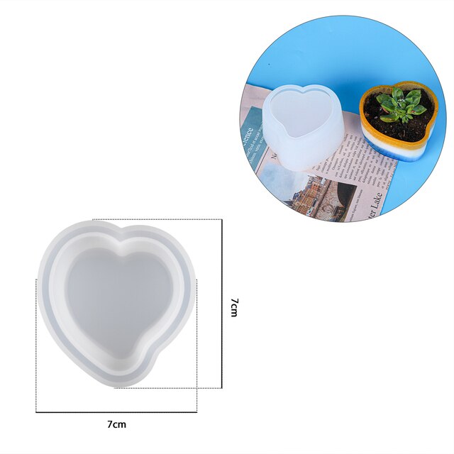 Moule sillicone, Pot rond, boîte de rangement, vase en béton plâtre, époxy, forme cœur