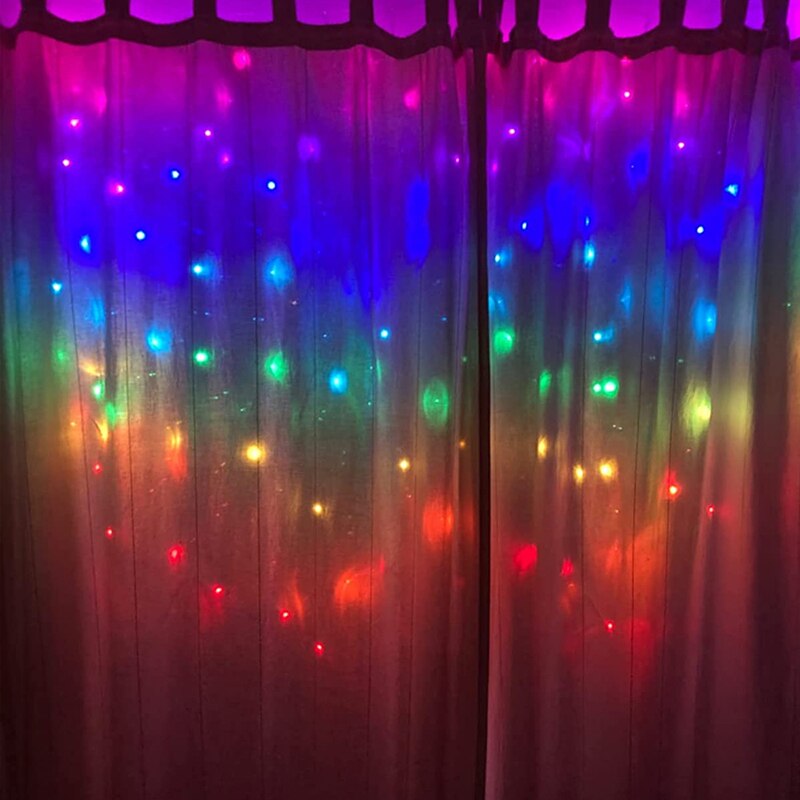 Rideau Lumineux LED avec Télécommande, 3m x 1m, Décoration de Noël, mariage, multicouleurs