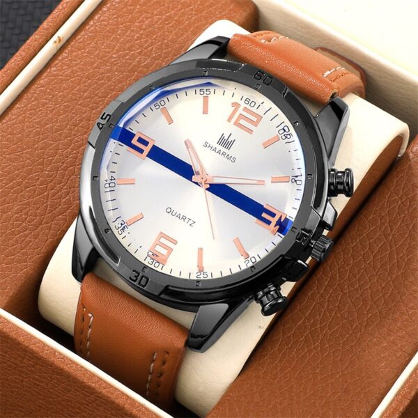 SHAARMS-Montre à grand cadran pour homme, montre-bracelet à quartz étanche, horloge de sport, marque de luxe