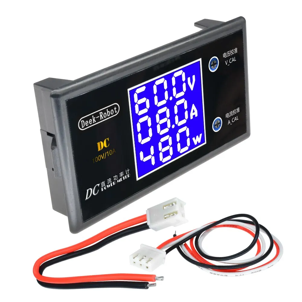 Voltmètre numérique LCD, ampèremètre, wattmètre, moniteur, DC 0 à 100V, 10A, 1000W